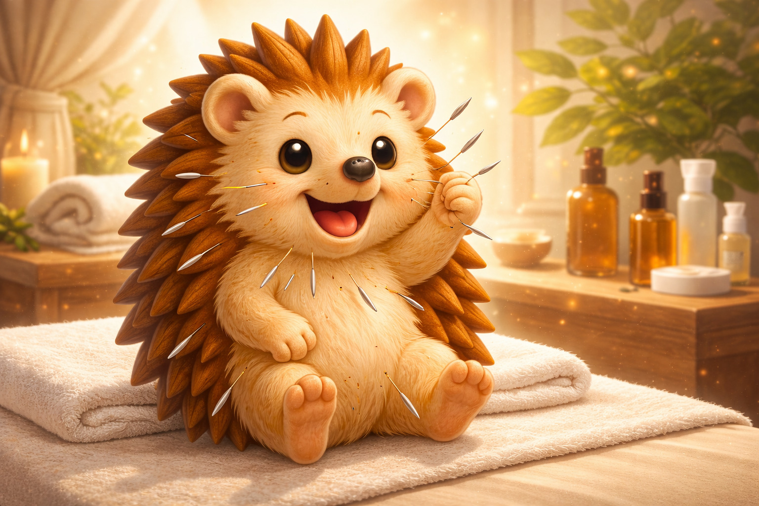 美容鍼を刺されて喜ぶハリーちゃん