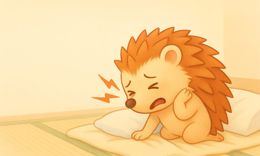 寝違えに悩むハリーちゃん