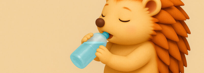 水分補給をするハリーちゃん