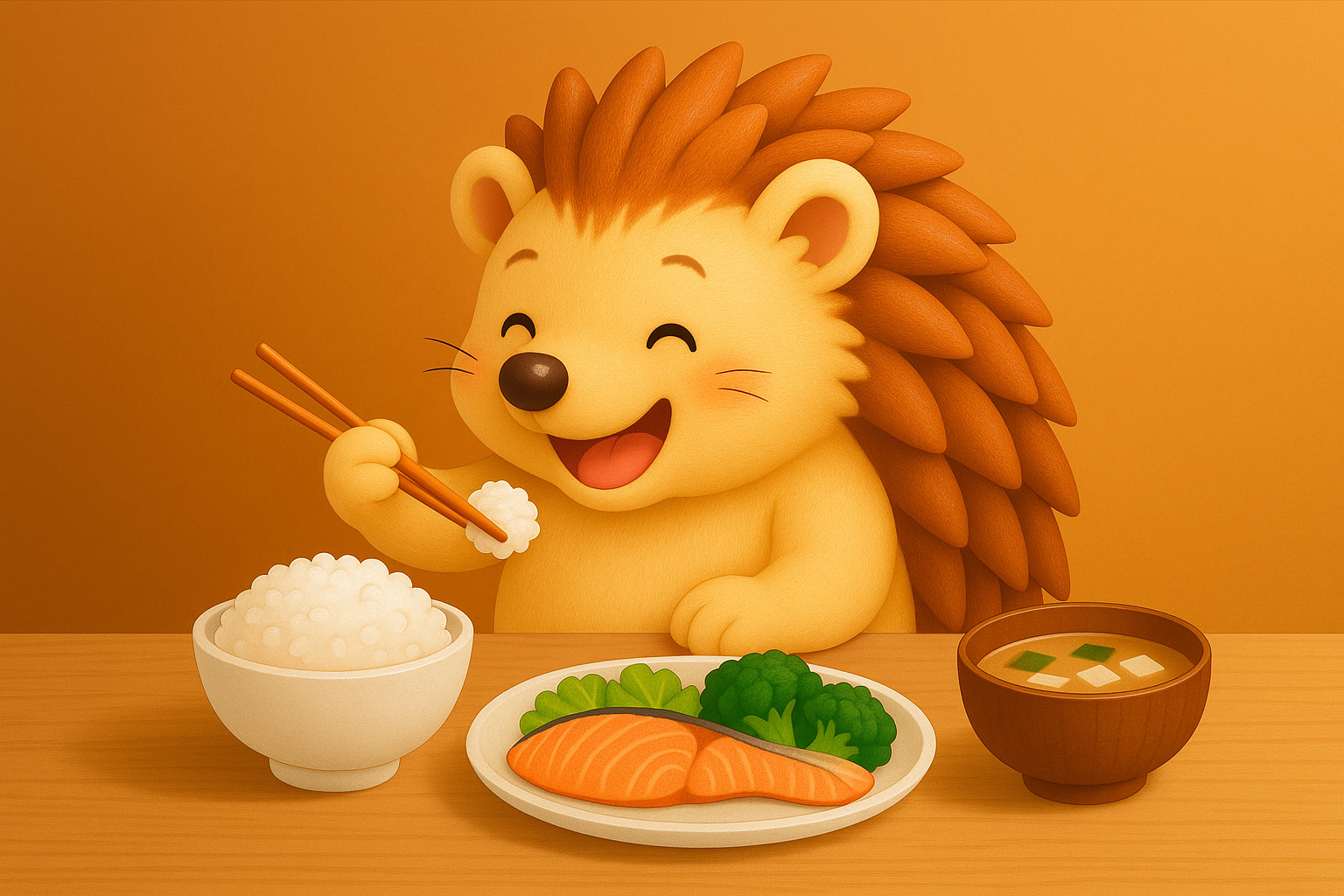 美味しくご飯を食べている様子