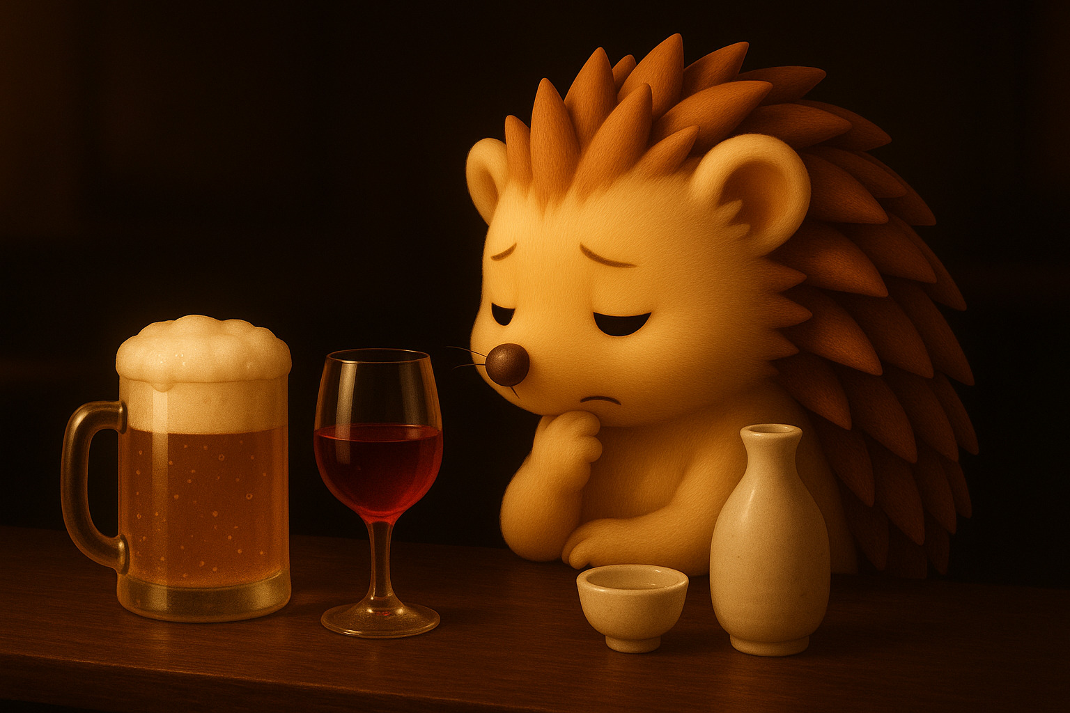 アルコールについて考えるハリーちゃん