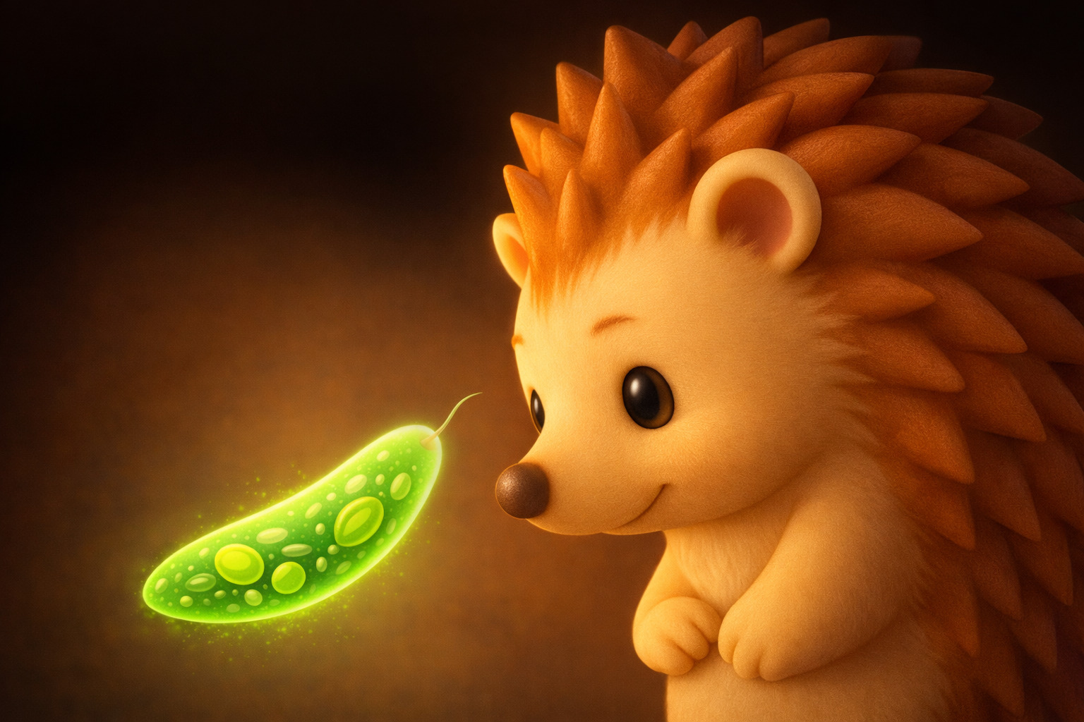 ユーグレナを見つめるハリーちゃん