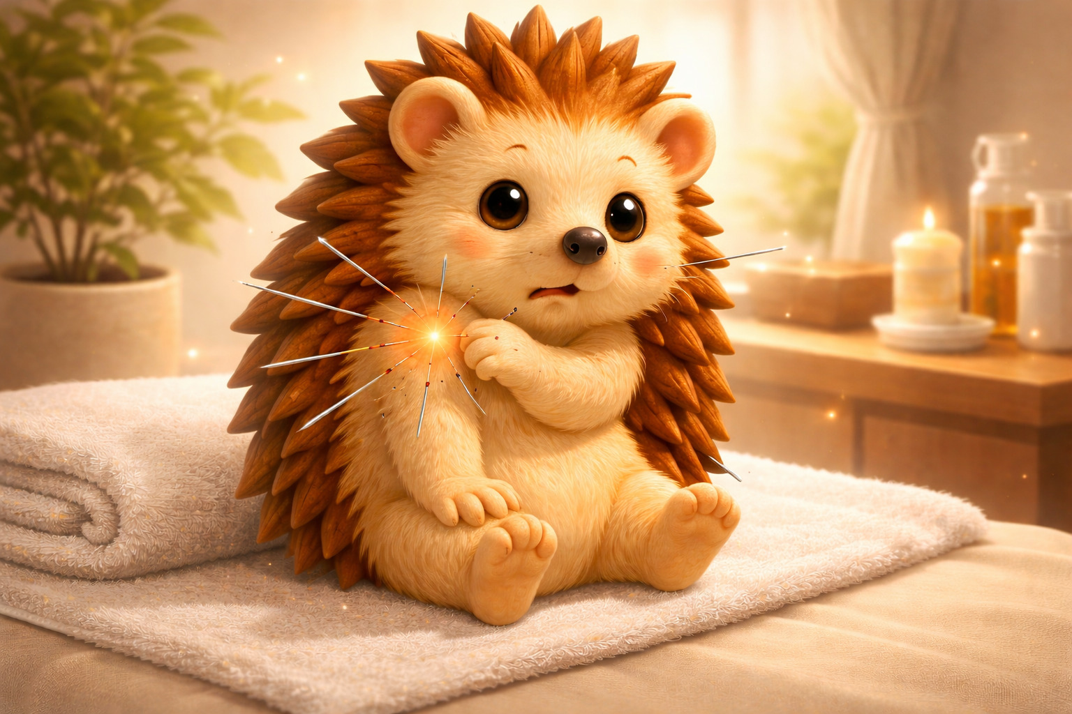 五十肩の鍼治療を受けるハリーちゃん