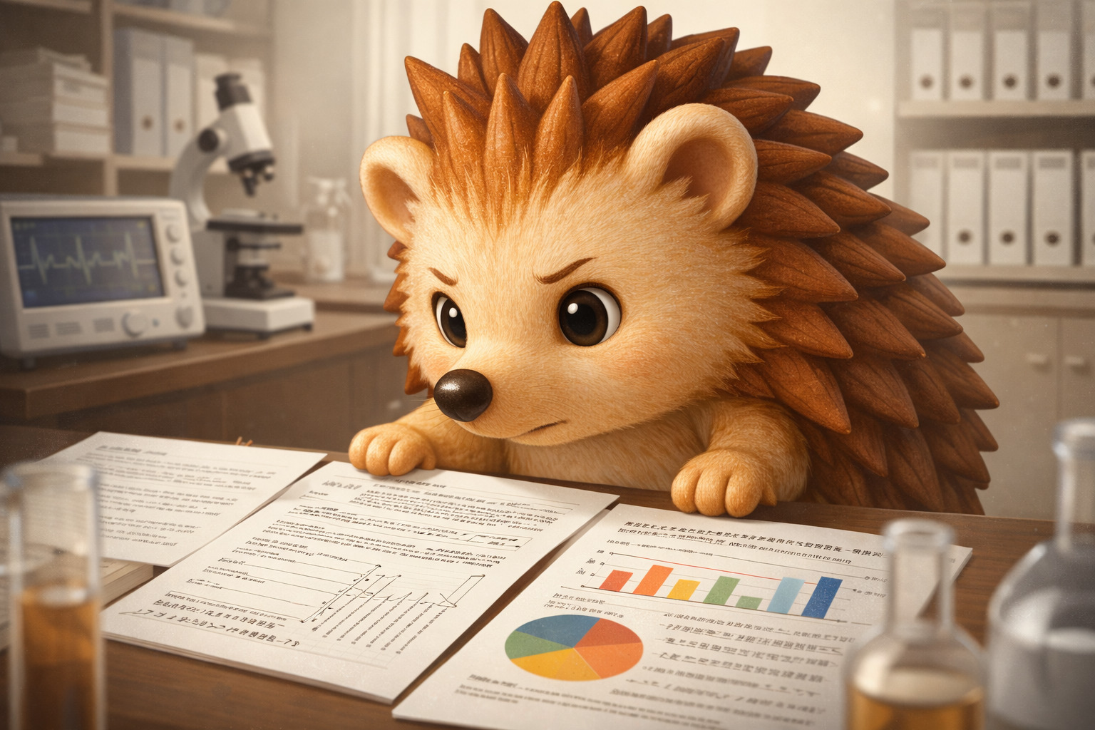 美容鍼の論文を調べるハリーちゃん