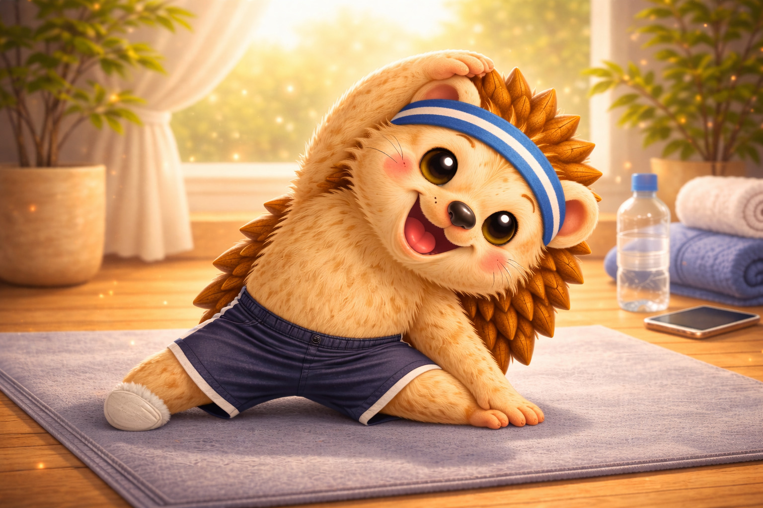 ストレッチをするハリーちゃん