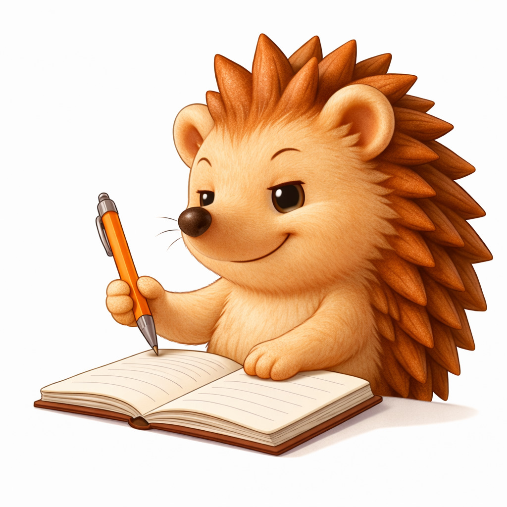 書き物をするハリーちゃん